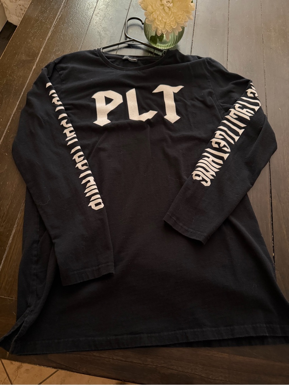 PLT Black Long Sleeve Graphic Tee Dress